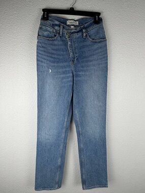 Abercrombie curve love crossover waist Ultra High Rise 90s straight jean Sz 25